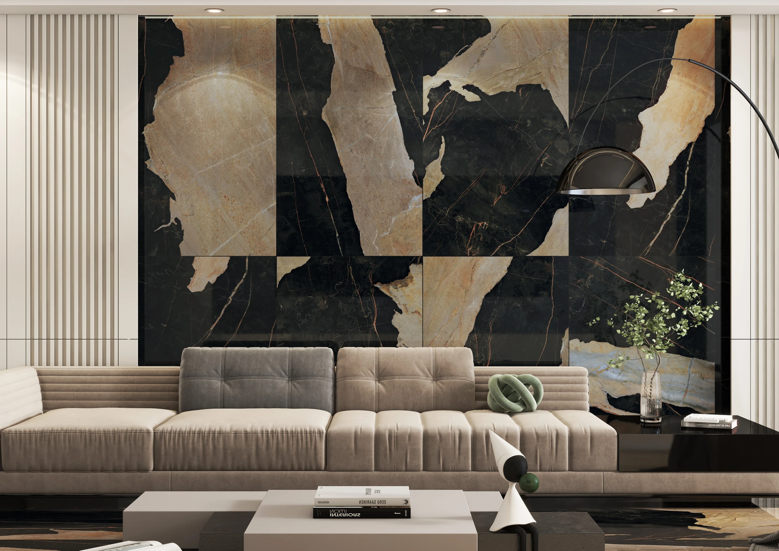 Capos Brown - Premium High Gloss finish Dark Marble ceramic tiles - Sez Industries
