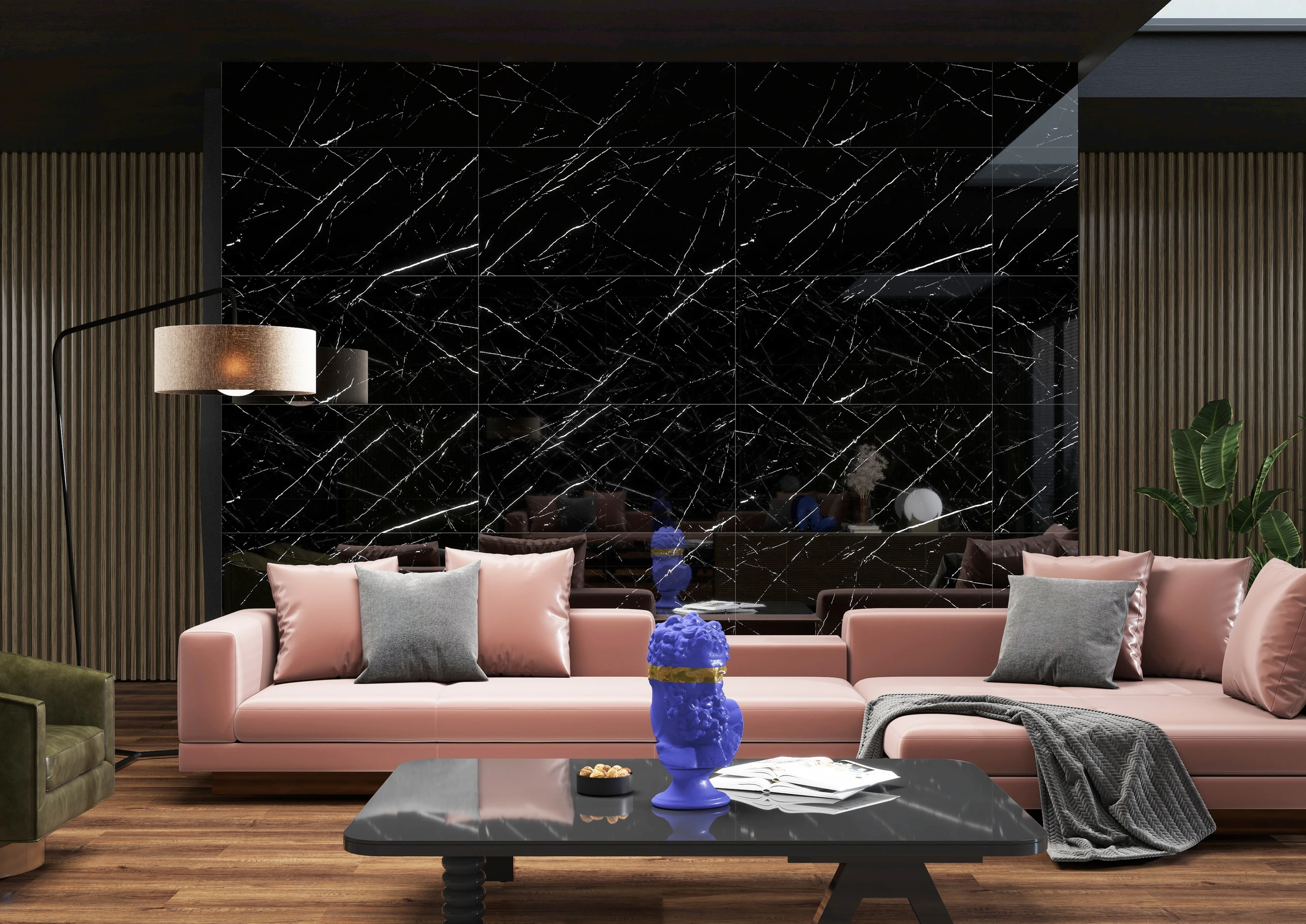 Black Marquina - Premium High Gloss finish Dark Marble ceramic tiles - Sez Industries