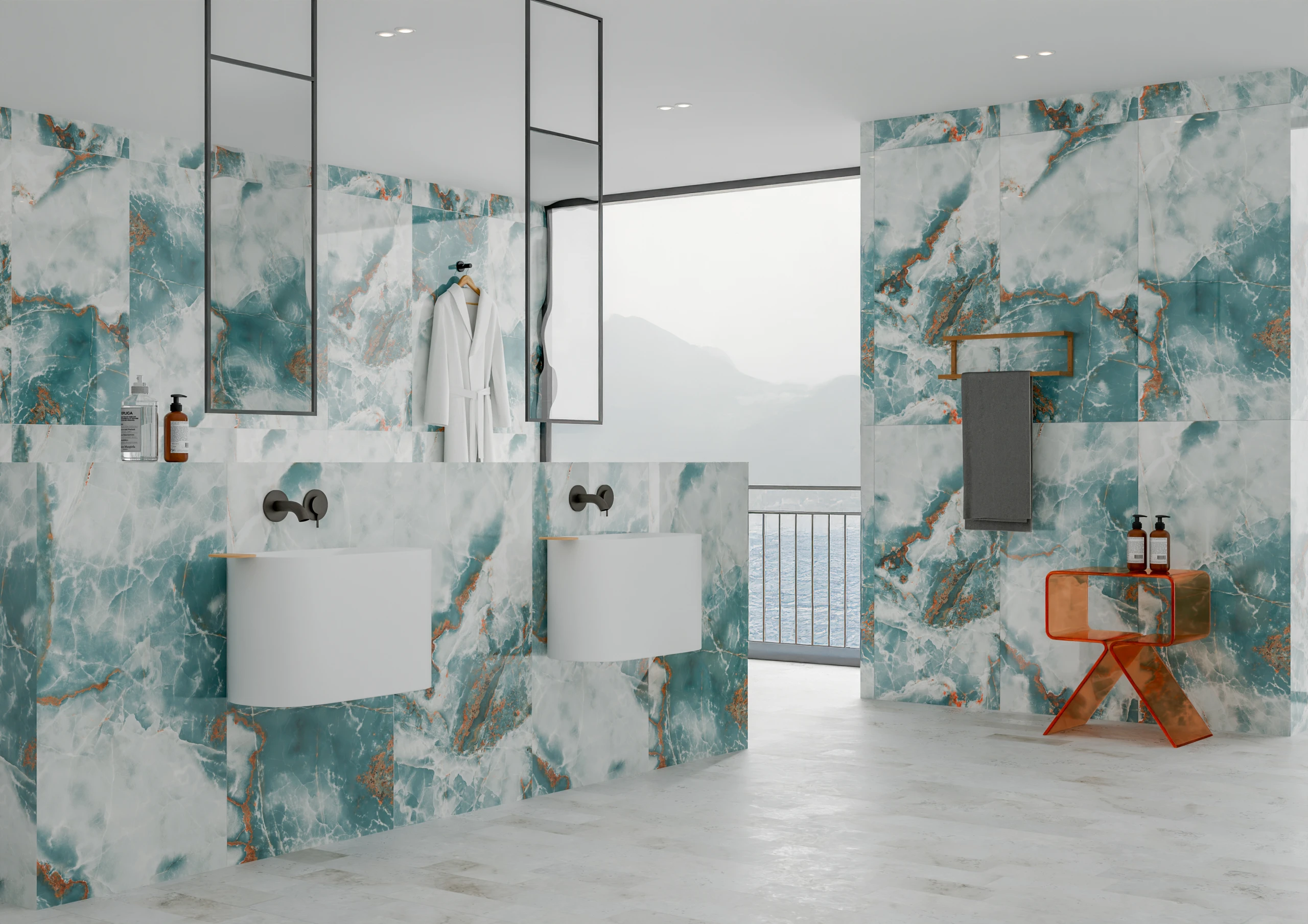 Morning Aqua - Premium Iris finish Marble ceramic tiles - Sez Industries