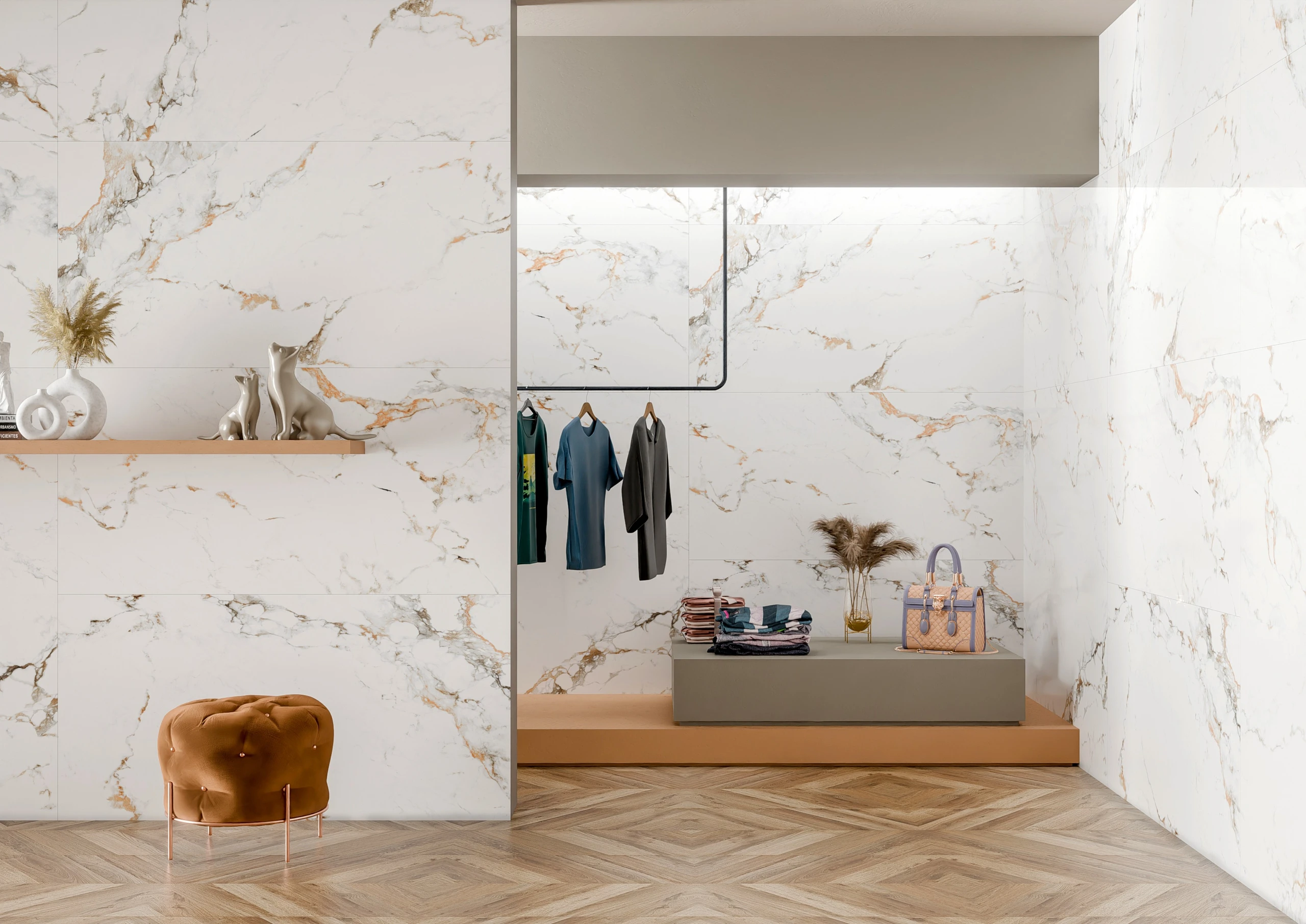 Eva Beige - Premium Glossy,Matt finish White Marble ceramic tiles - Sez Industries