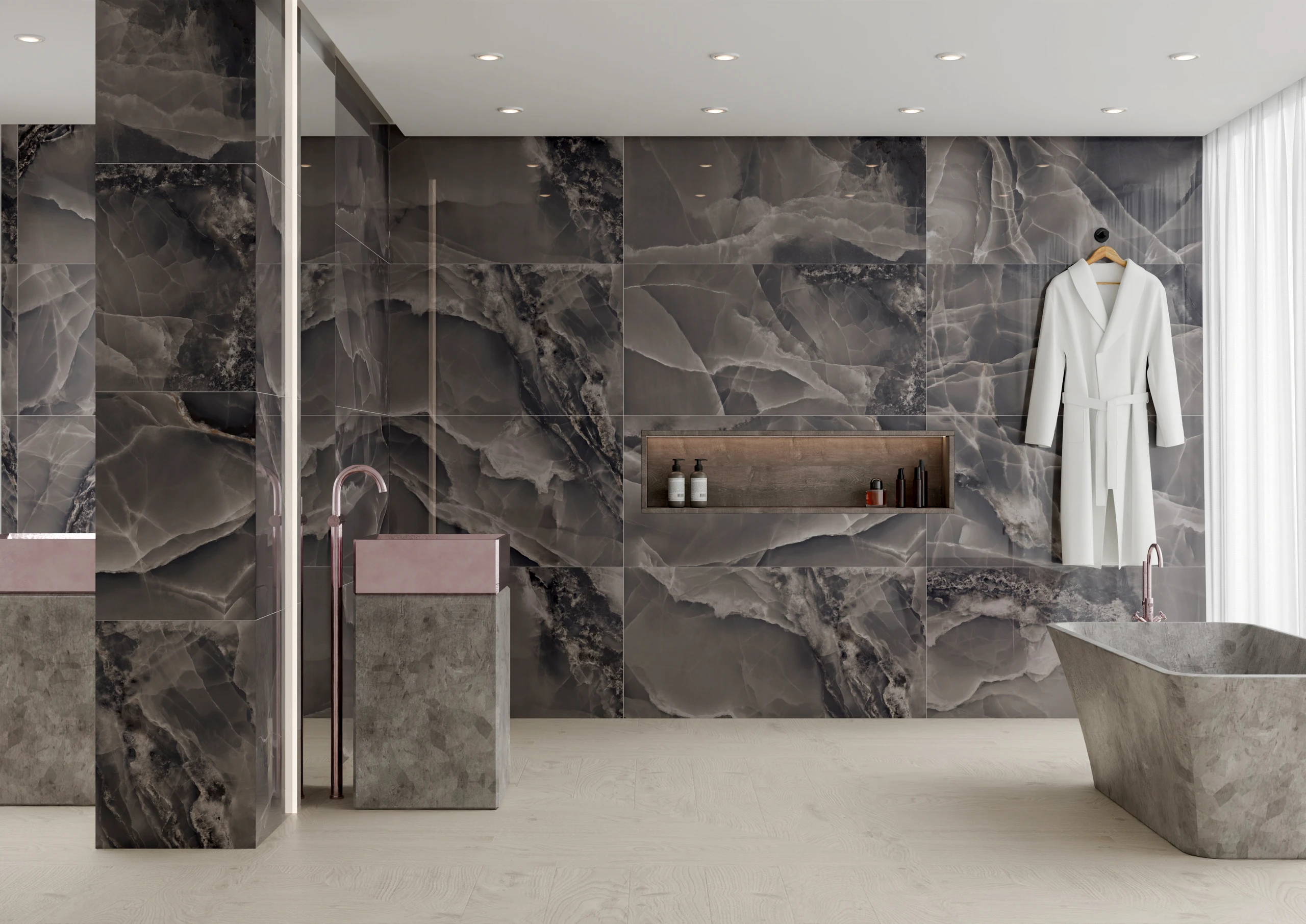 Agate Black - Premium High Gloss finish Onyx ceramic tiles - Sez Industries