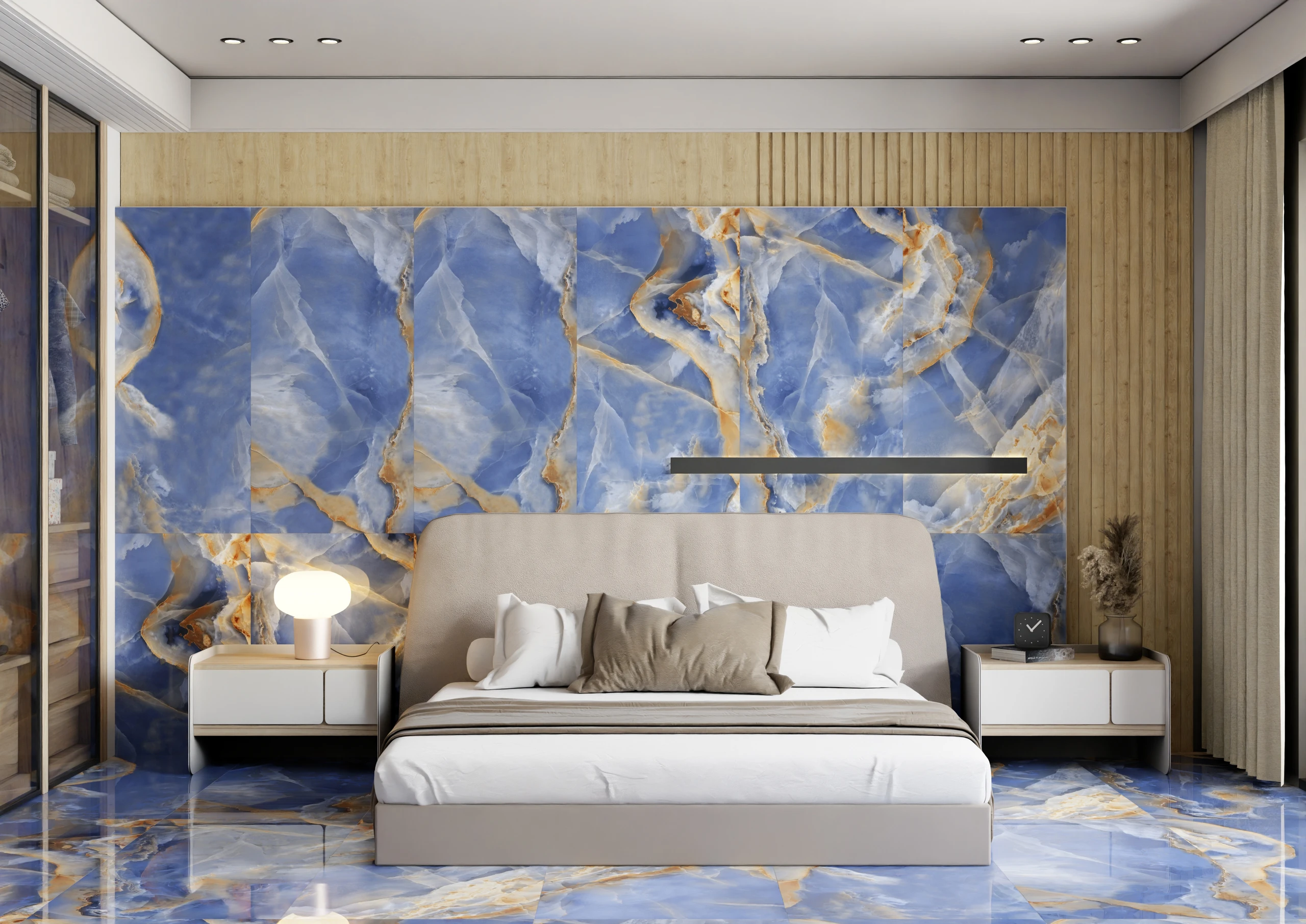 Captive Blue - Premium High Gloss finish Marble ceramic tiles - Sez Industries