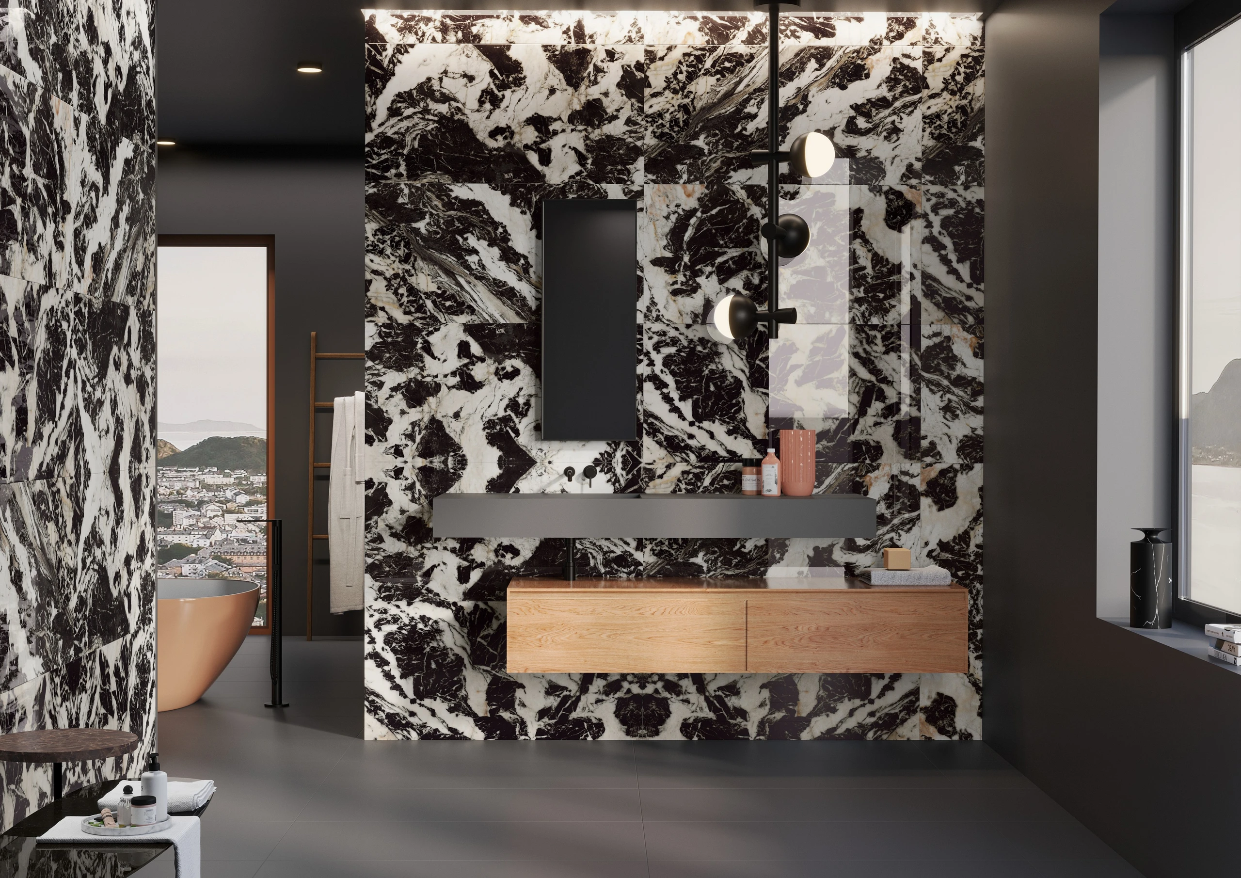 Ronaldo Black - Premium High Gloss finish Marble ceramic tiles - Sez Industries